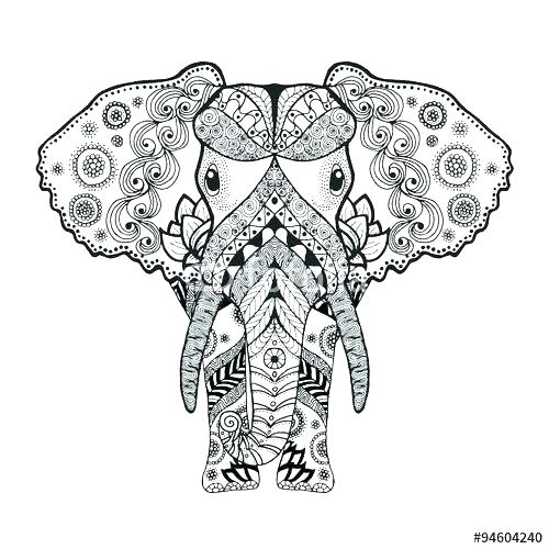 500x500 Elephant Coloring Pages For Adults Elephants Tribal - Elephant Tribal Drawing