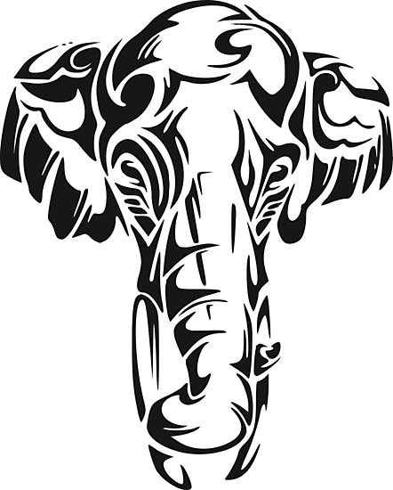 442x550 Elephant Tribal Photographic Prints - Elephant Tribal Drawing