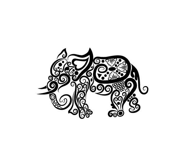 595x534 Tribal Elephant Drawing - Elephant Tribal Drawing
