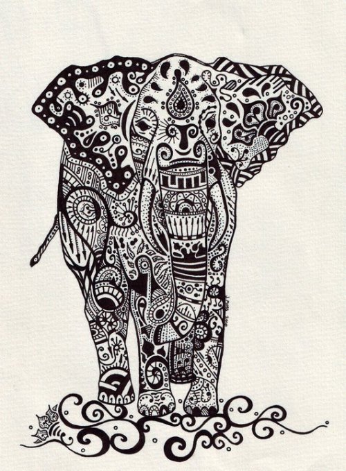 500x679 Drawing Hippie Draw Elephant Good Vibes Tribal - Elephant Tribal Drawing