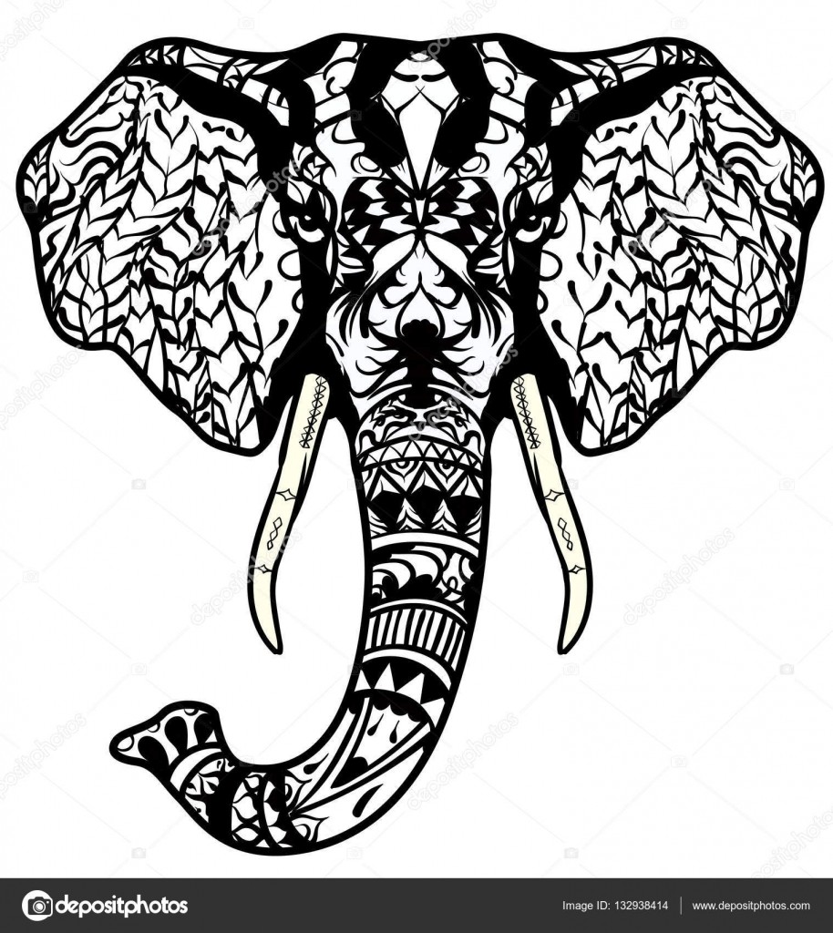 914x1024 Depositphotos Stock Illustration Elephant Head Adult - Elephant Tribal Drawing