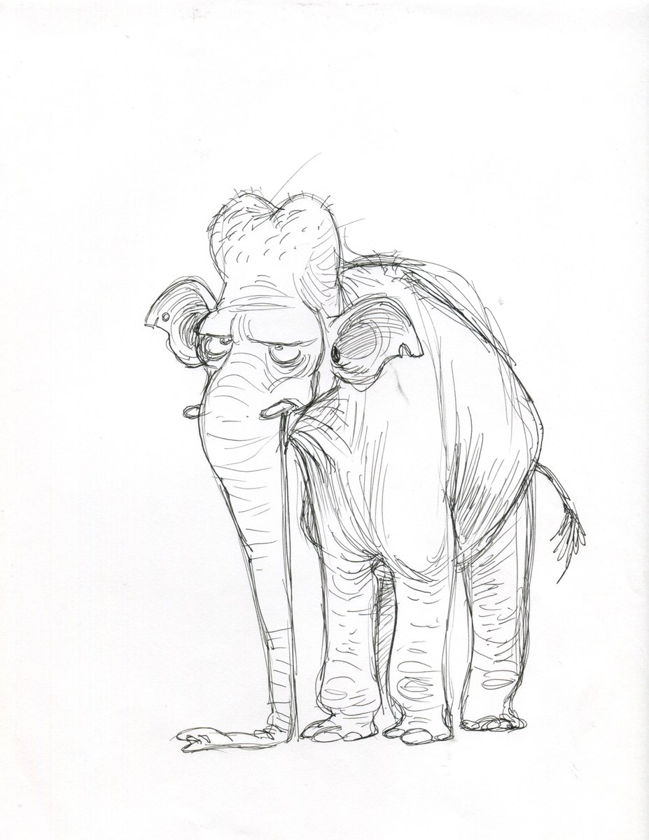 927x1200 Paul Mager On Twitter Tired Elephant - Elephant Trunk Drawing