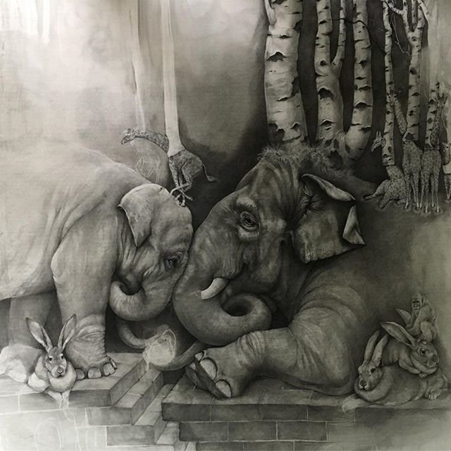 640x640 adonna khare on twitter update on my new ft drawing - Elephants In Love Drawing