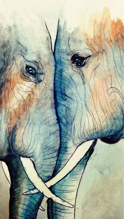 425x750 amazing, art, beautiful, drawing, elephants, love, painting - Elephants In Love Drawing