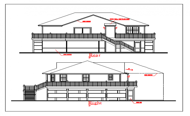 650x400 Ground Floor And First Floor Elevation Design Drawing Of House - Elevation Drawing