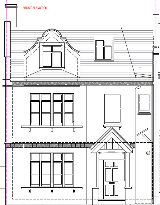 Muswell Front Elevation Drawing - Elevation Drawing. 
