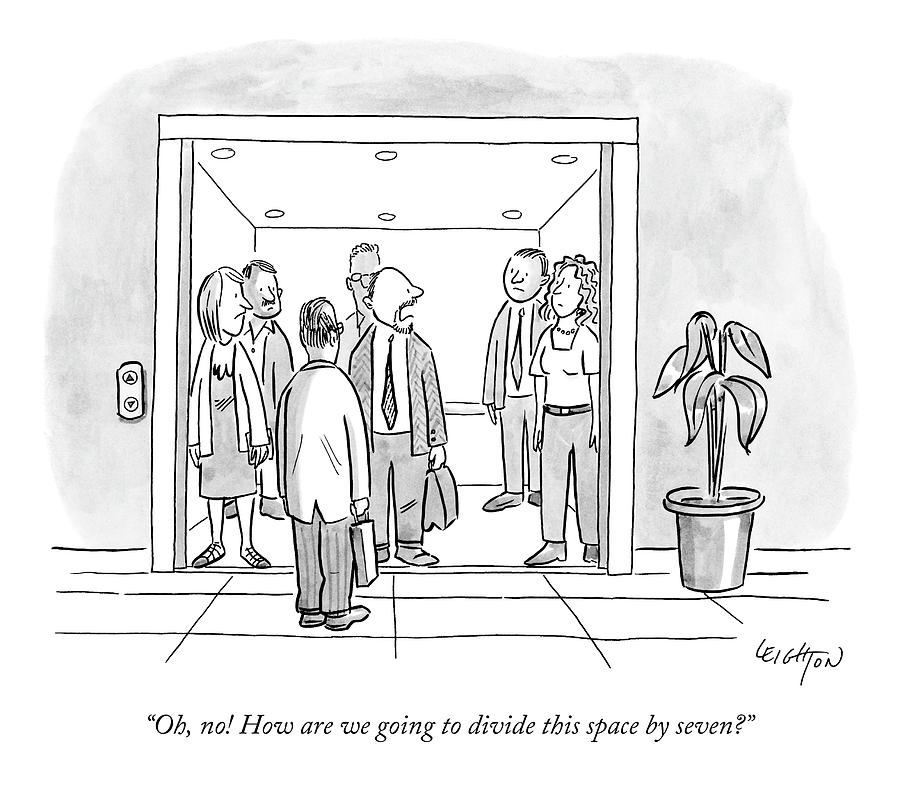 900x792 a man is trying to get in an elevator with six drawing - Elevator Drawing