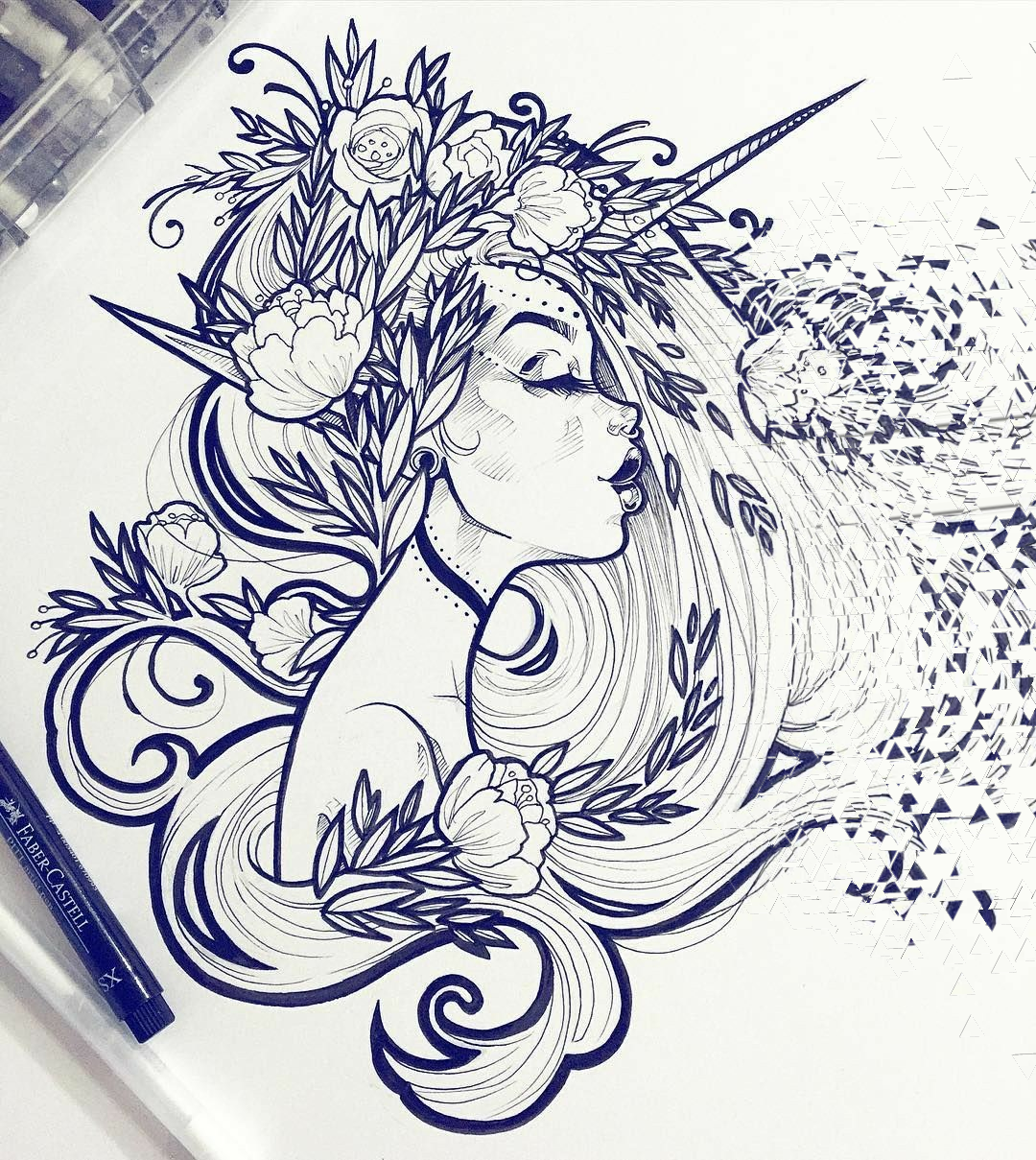 1080x1209 Pastelgoth Unicorn Elf Drawing - Elf Drawing