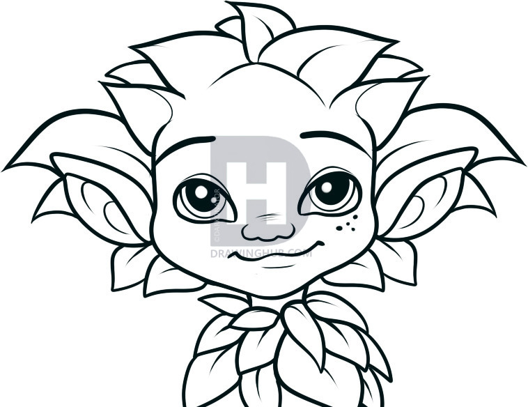 758x584 How To Draw King Of The Elves, Step - Elf Face Drawing