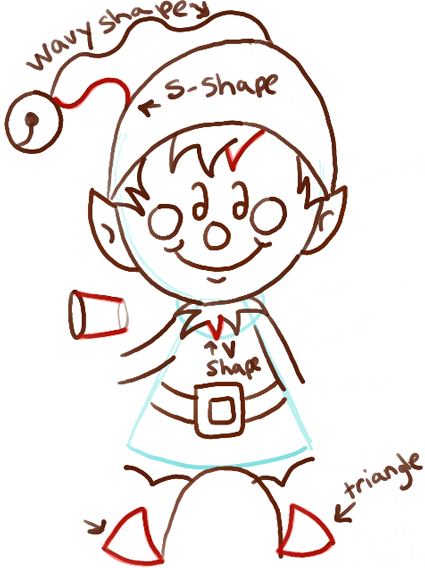 425x568 How To Draw A Christmas Elf With Easy Steps Drawing Tutorial - Elf Face Drawing