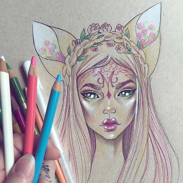 640x640 Elf Girl Drawing In Coloured Pencils My Stylemy Tattoo - Elf Girl Drawing