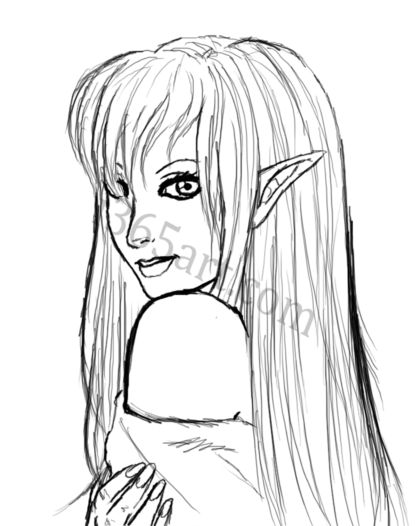 1439x1808 Day - Elf Girl Drawing