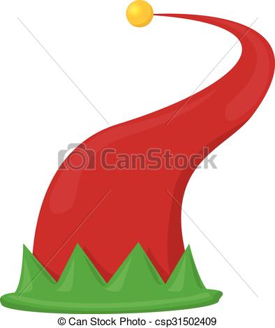 394x470 cartoon red and green christmas elf hat vector illustration - Elf Hat Drawing