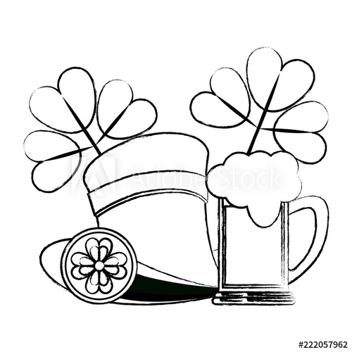 500x500 elf hat with beer and clovers sketch - Elf Hat Drawing