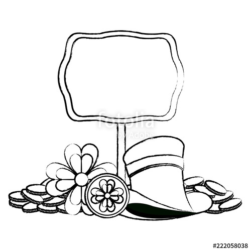 500x500 elf hat with wooden sign and coins sketch stock image and royalty - Elf Hat Drawing