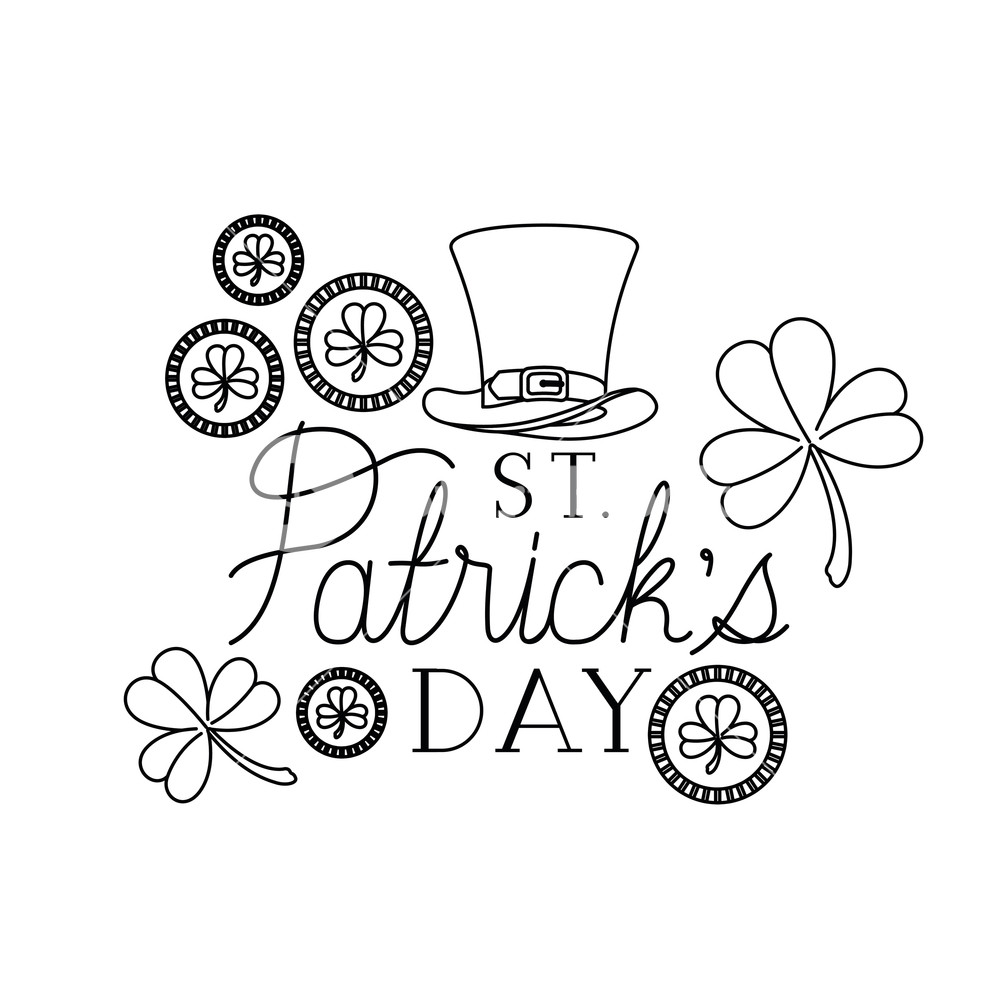 1000x1000 s t patrick`s day label with clover and elf hat icons vector - Elf Hat Drawing