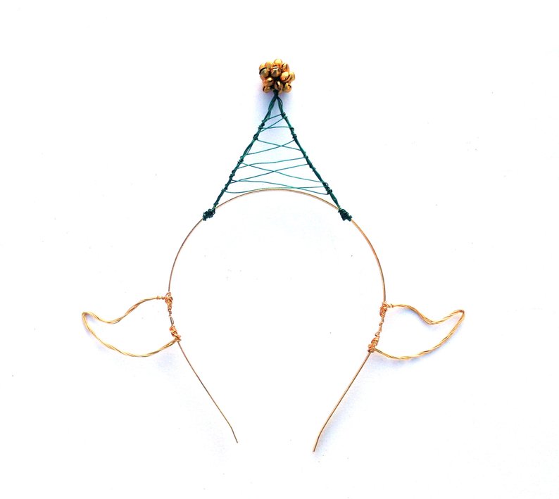 794x709 christmas elf hat with ears green wire elves hat with gold etsy - Elf Hat Drawing