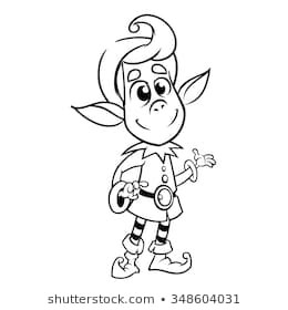 260x280 Christmas Elves Boy And Girl Outline Illustration - Elf Line Drawing