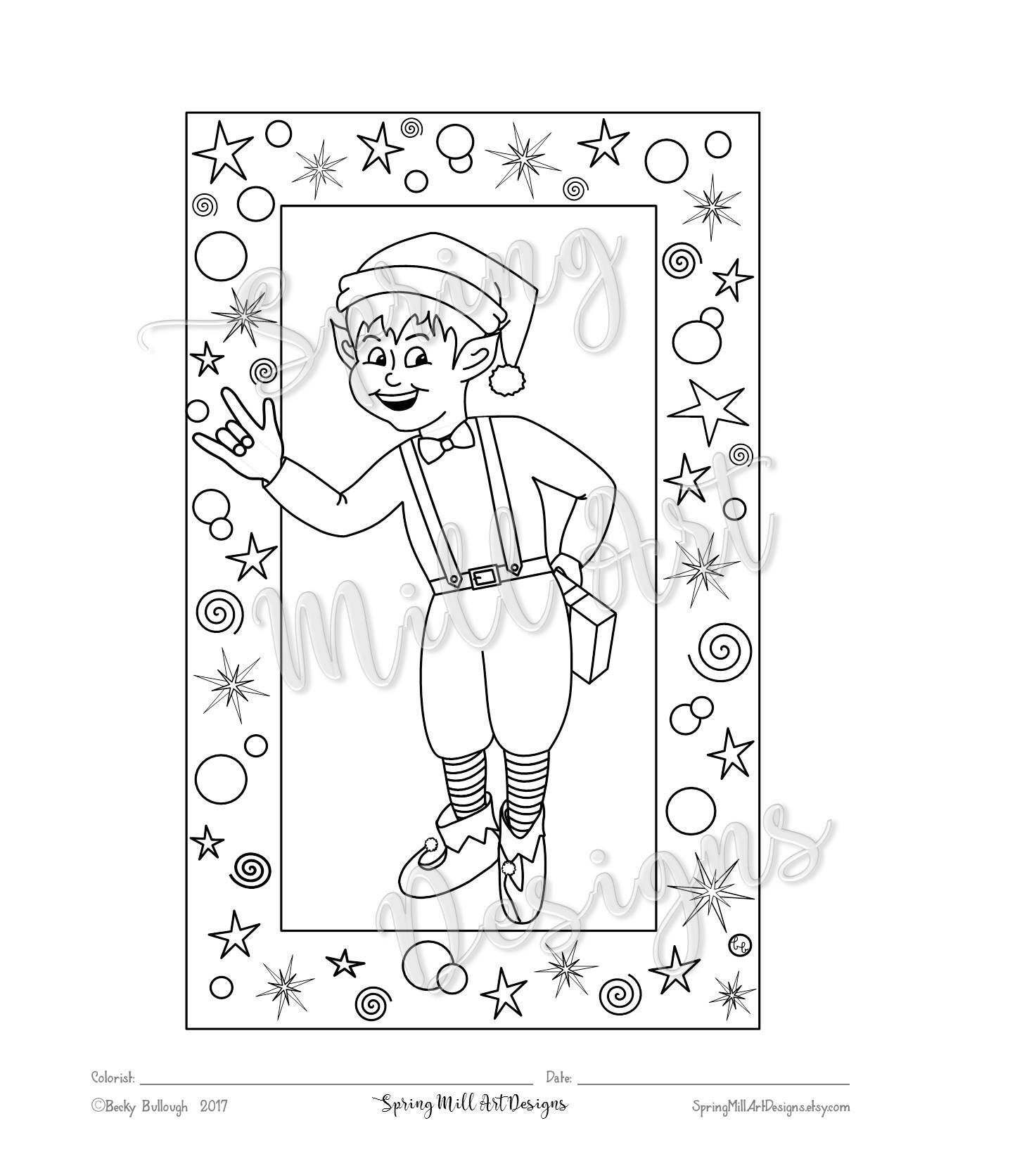1463x1641 Elf Signing I Love Youin Asloriginal Line Art Etsy - Elf Line Drawing
