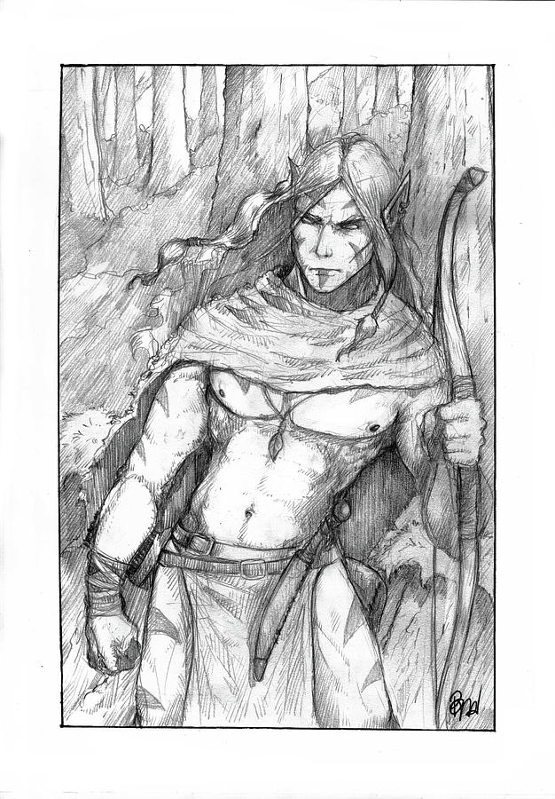 626x900 Wood Elf Drawing - Elf Line Drawing