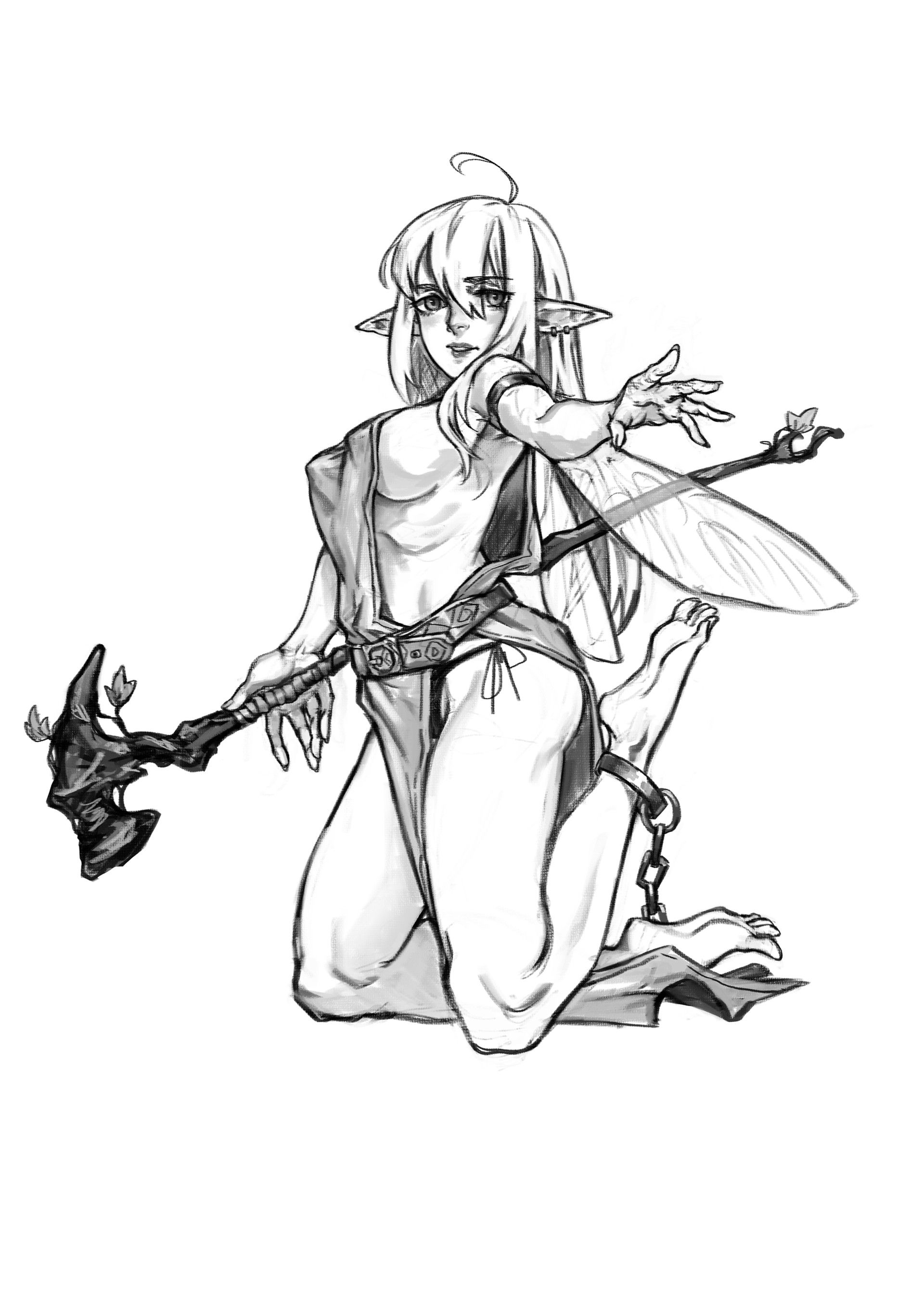 1920x2716 Artstation - Elf Line Drawing