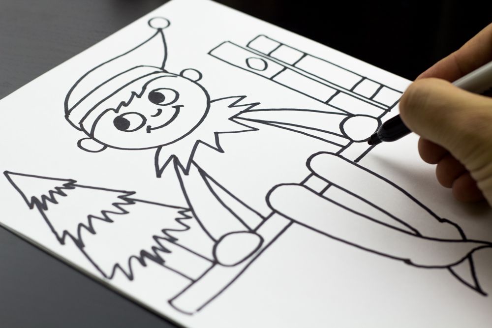 1000x667 how to draw an elf on the shelf - Elf On A Shelf Drawing