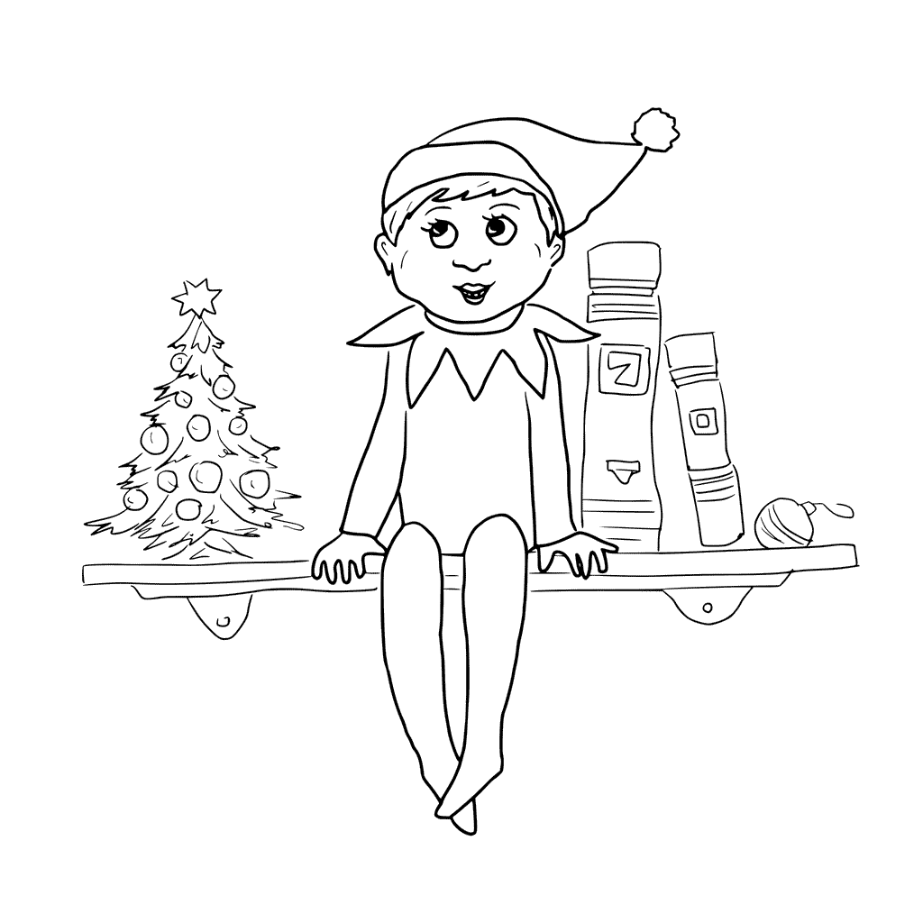 1024x1024 Elf On The Shelf Coloring Pages - Elf On The Shelf Drawing On Pictures