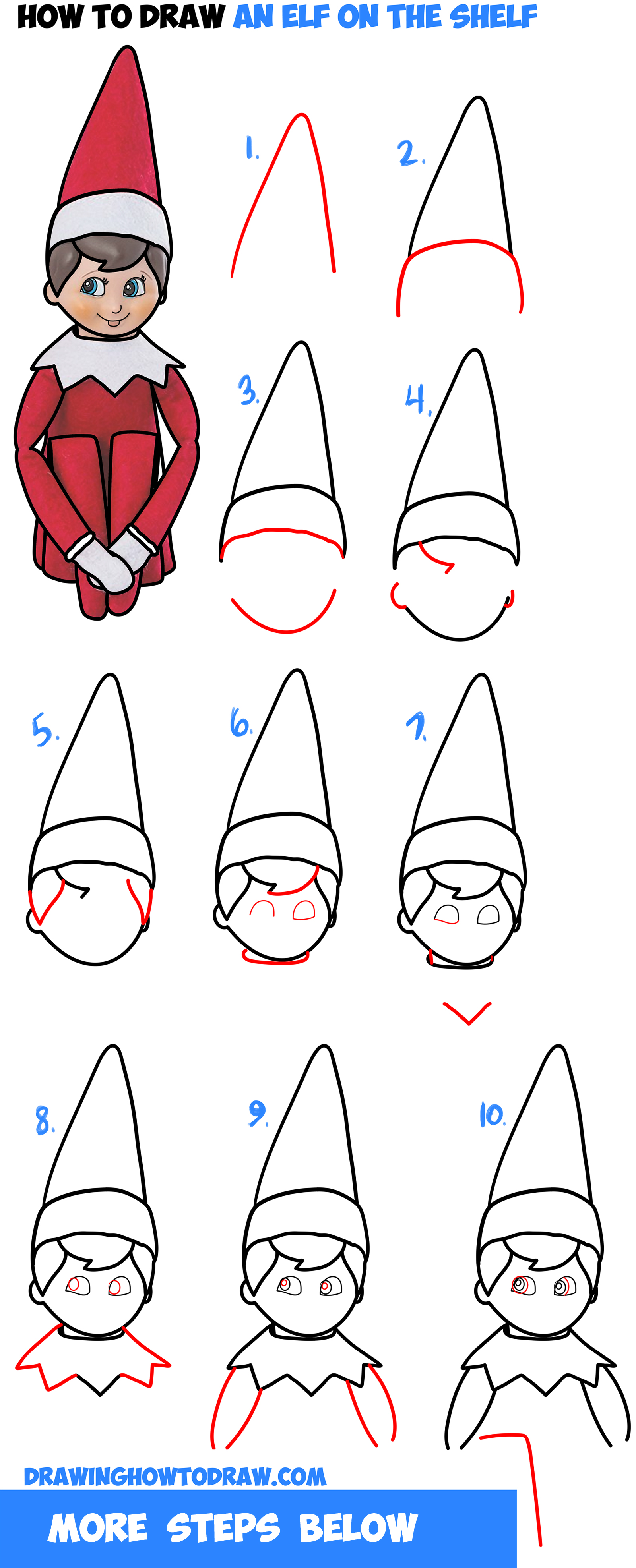1600x3947 How To Draw The Elf On The Shelf Easy Step - Elf On The Shelf Drawing On Pictures