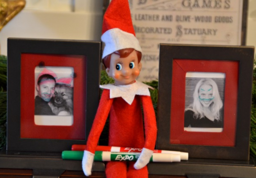 506x353 idea he's been drawing silly faces on mummy daddy you will - Elf On The Shelf Drawing On Pictures