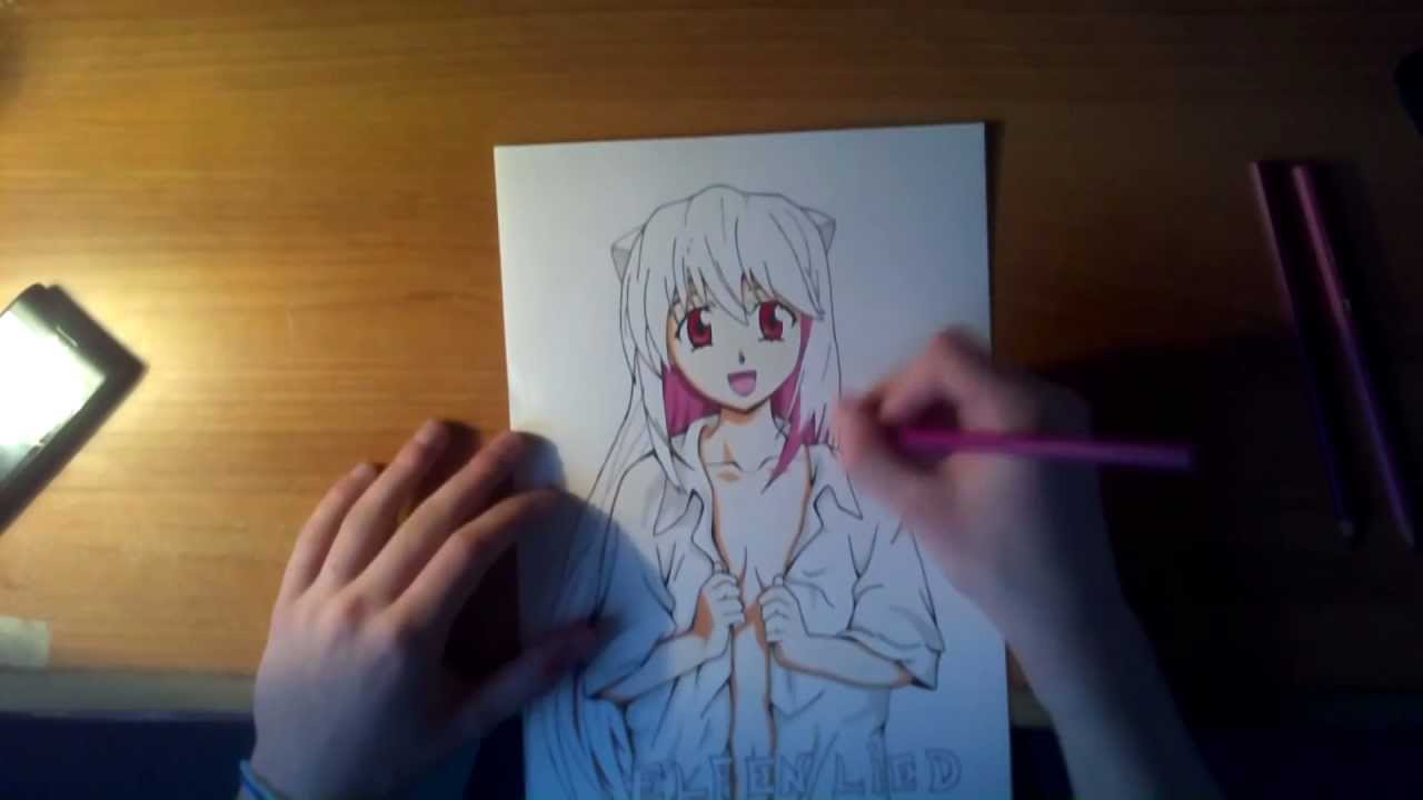 1280x720 Elfen Lied Drawing - Elfen Lied Drawing