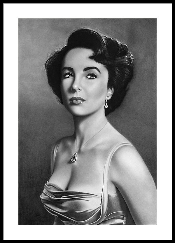 600x833 elizabeth taylor drawing framed print - Elizabeth Taylor Drawing