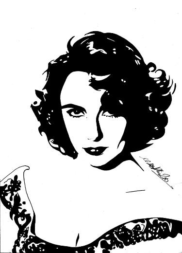 375x520 elizabeth taylor drawing - Elizabeth Taylor Drawing