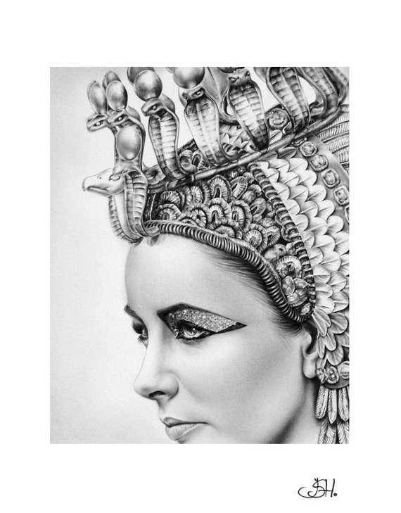 570x729 elizabeth taylor pencil portrait drawing fine art signed print etsy - Elizabeth Taylor Drawing