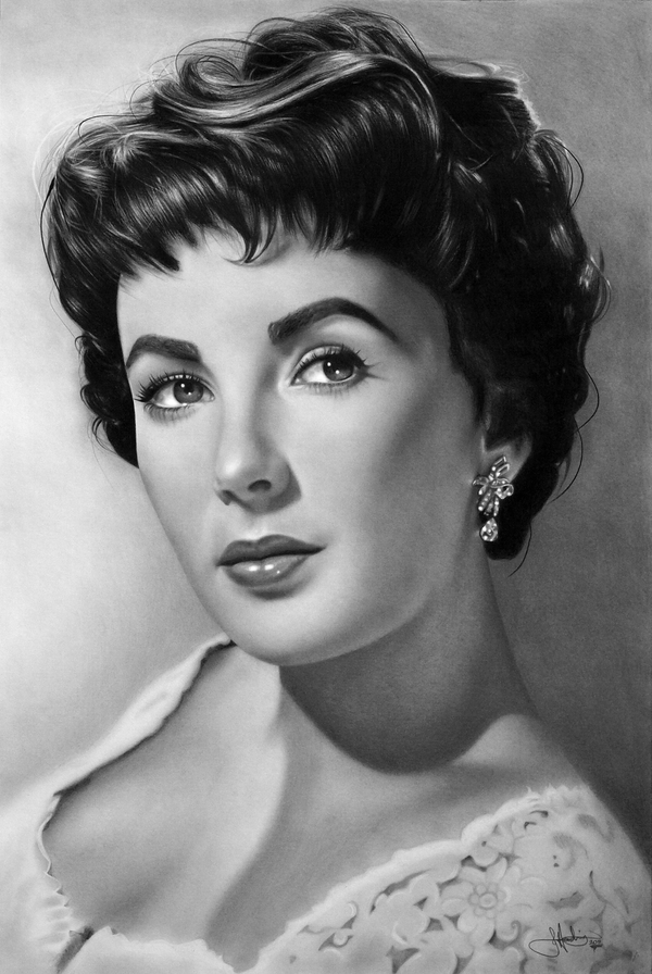 600x896 elizabeth taylor drawing - Elizabeth Taylor Drawing