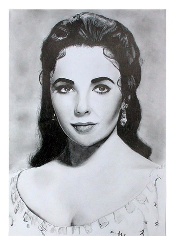 360x500 elizabeth taylor pencil drawing - Elizabeth Taylor Drawing