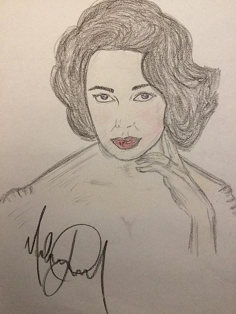 750x1000 michael jackson drawing elizabeth taylor - Elizabeth Taylor Drawing