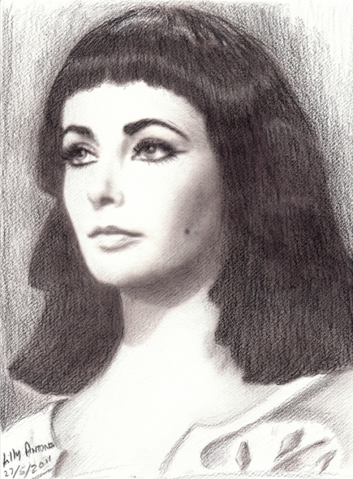 516x700 portrait of elizabeth taylor - Elizabeth Taylor Drawing