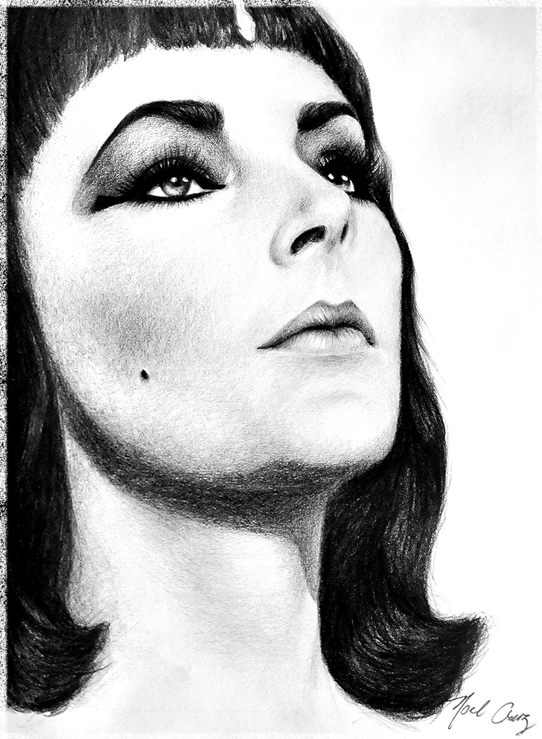 789x1075 noel cruz's portrait of elizabeth taylor as - Elizabeth Taylor Drawing
