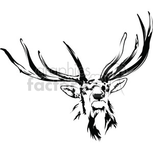 300x300 black and white elk antlers clipart royalty free clipart - Elk Antler Drawing