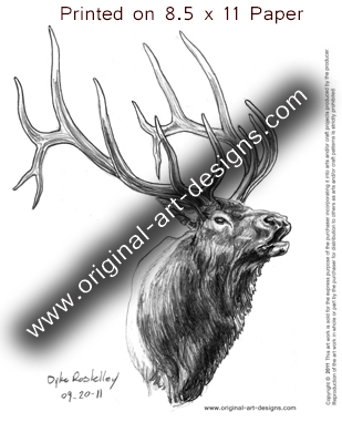 309x400 Elk Head Drawing For Engraving And Carving Original Art Designs - Elk Head Drawing