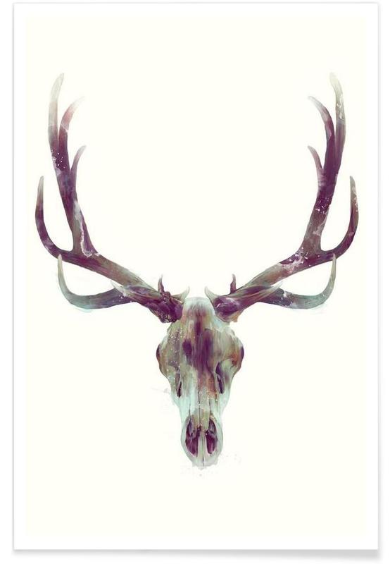 554x800 Elk Skull As Poster - Elk Head Drawing