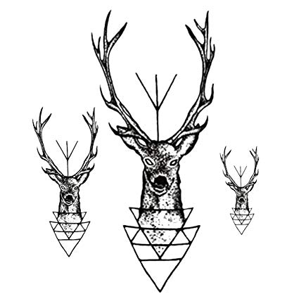 425x425 Joylive Waterproof Temporary Tattoo Sticker Elk Head - Elk Head Drawing