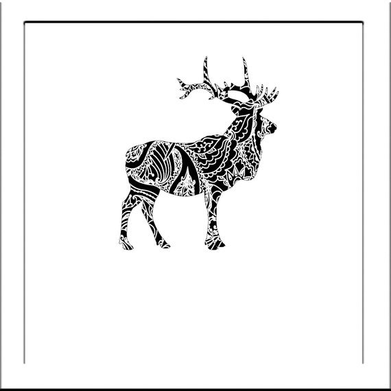 570x570 Elk Silhouette - Elk Line Drawing