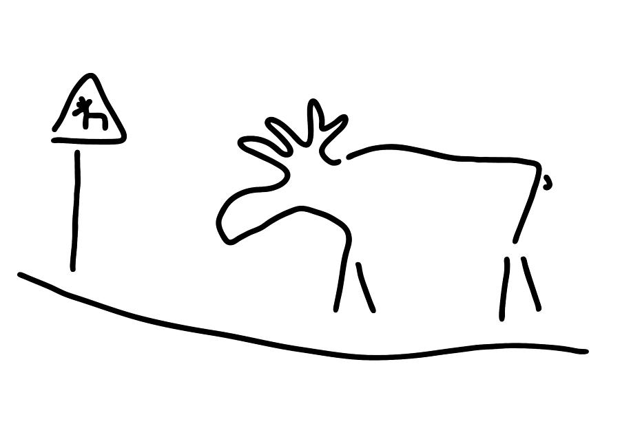 900x635 elk sweden norway warning drawing - Elk Line Drawing