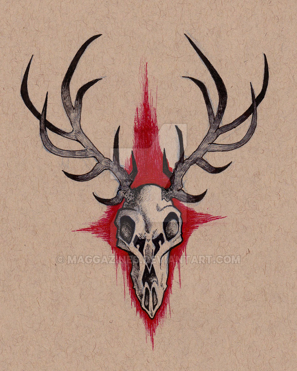 600x749 Bleeding Elk Skull - Elk Skull Drawing