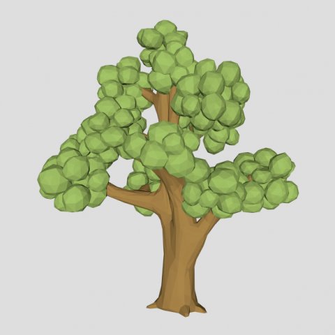 480x480 Low Poly Elm Tree For Game Or Cartoon Model In Tree - Elm Tree Drawing