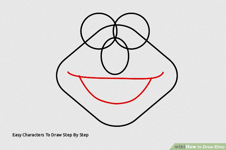 728x485 easy characters to draw step - Elmo Cartoon Drawing