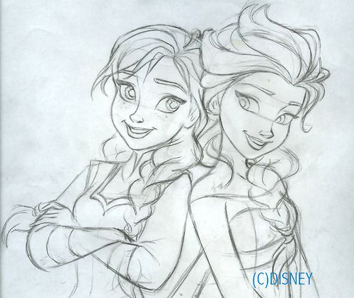 500x421 Frozen - Elsa And Anna Drawing