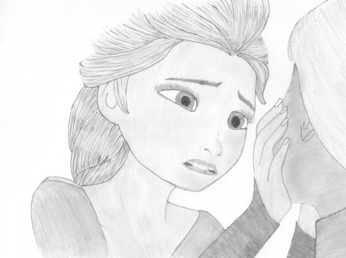 500x373 Frozen - Elsa And Anna Drawing