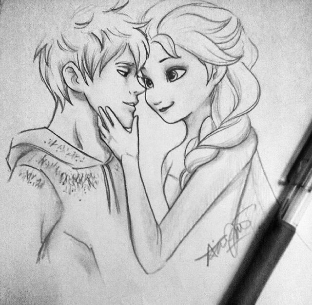 640x627 adorable jack and elsa drawing drawing jack frost drawing - Elsa And Jack Frost Drawing